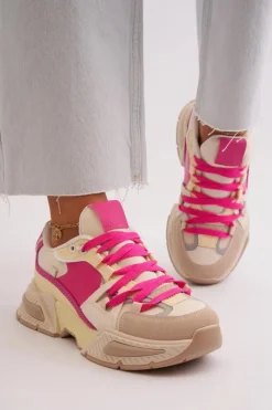 Snekersy Damskie Na Grubej Podeszwie Fuksja Peonema