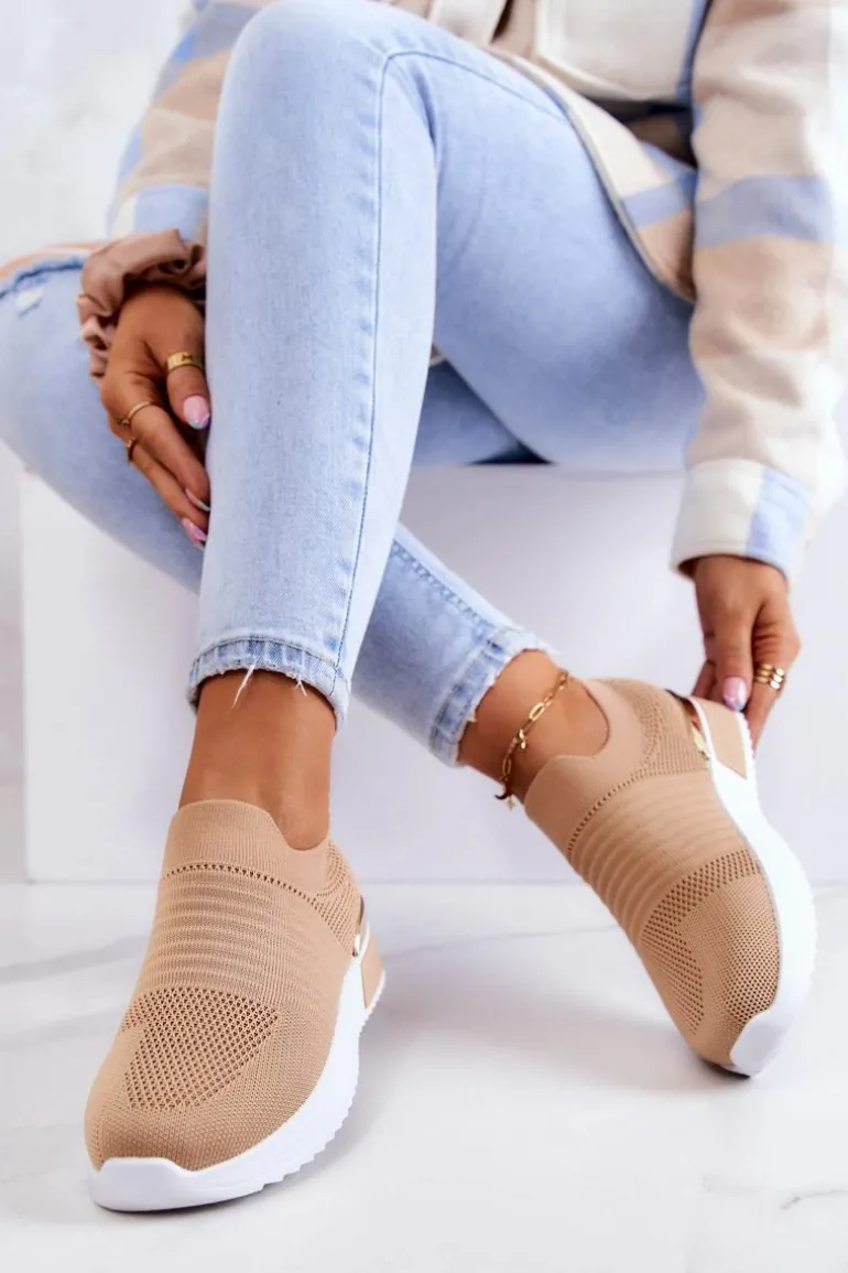 Sportowe Buty Materiałowe Beżowe Lorento