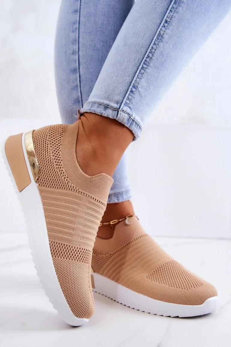 Sportowe Buty Materiałowe Beżowe Lorento