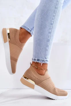 Sportowe Buty Materiałowe Beżowe Lorento