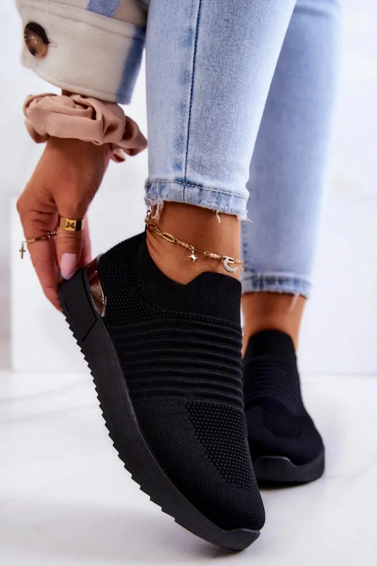 Sportowe Buty Materiałowe Czarne Lorento