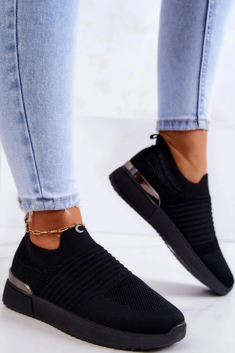 Sportowe Buty Materiałowe Czarne Lorento