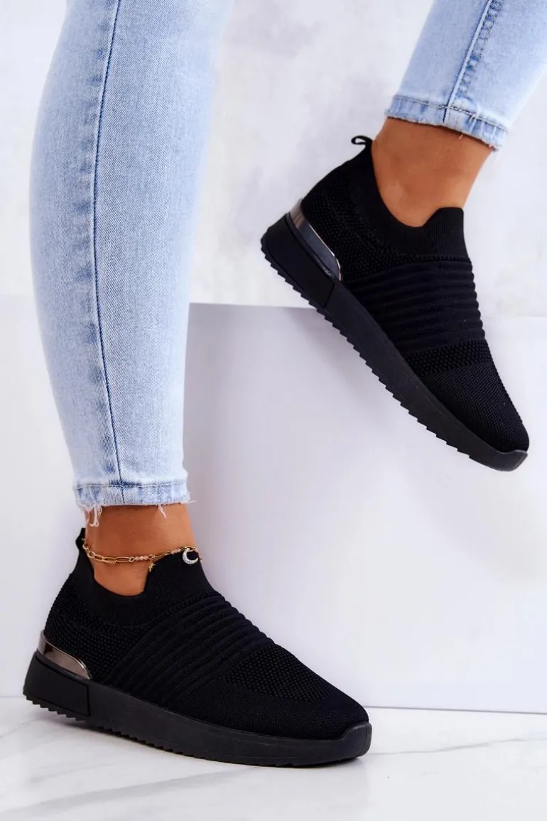 Sportowe Buty Materiałowe Czarne Lorento