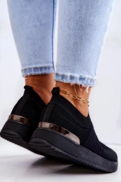 Sportowe Buty Materiałowe Czarne Lorento