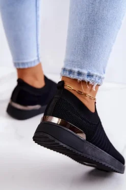 Sportowe Buty Materiałowe Czarne Lorento