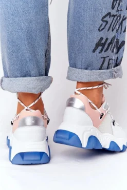 Sportowe Buty Na Dużej Podeszwie GOE HH2N4034 Biało-Różowe