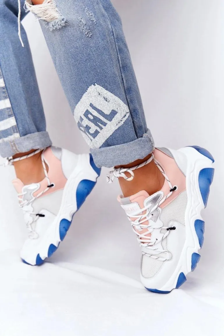 Sportowe Buty Na Dużej Podeszwie GOE HH2N4034 Biało-Różowe