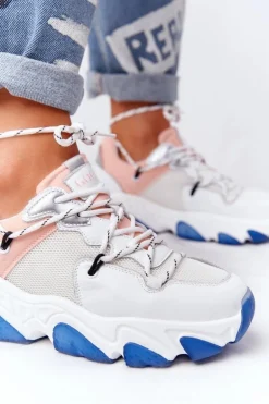 Sportowe Buty Na Dużej Podeszwie GOE HH2N4034 Biało-Różowe