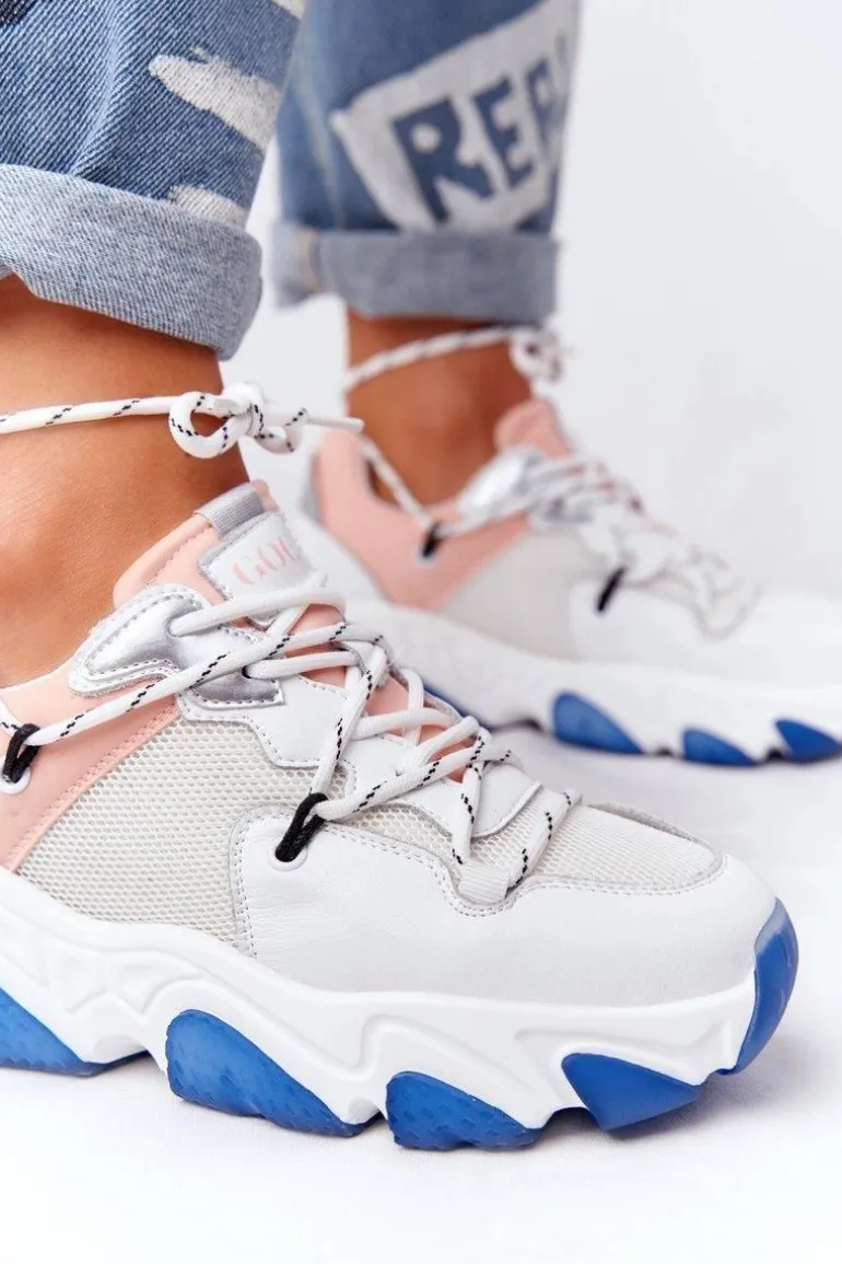 Sportowe Buty Na Dużej Podeszwie GOE HH2N4034 Biało-Różowe