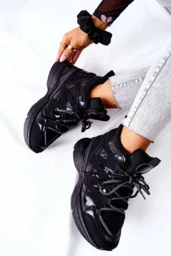 Sportowe Buty Na Koturnie Czarne Hesane