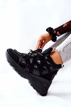 Sportowe Buty Na Koturnie Czarne Hesane