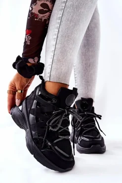 Sportowe Buty Na Koturnie Czarne Hesane