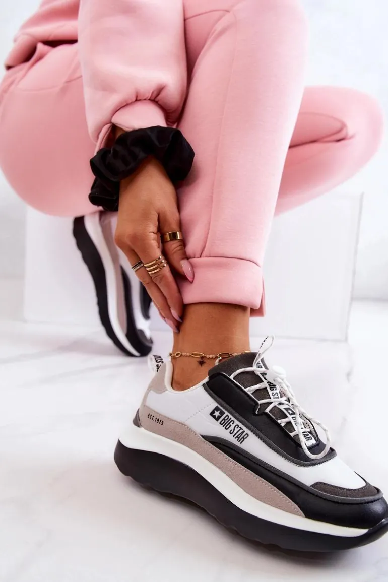 Sportowe Buty Sneakersy Big Star JJ274998 Biało-Czarne