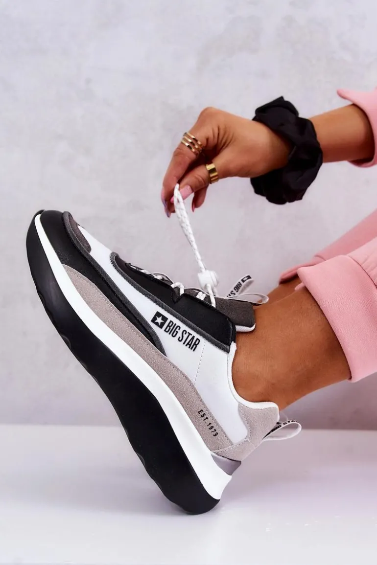 Sportowe Buty Sneakersy Big Star JJ274998 Biało-Czarne
