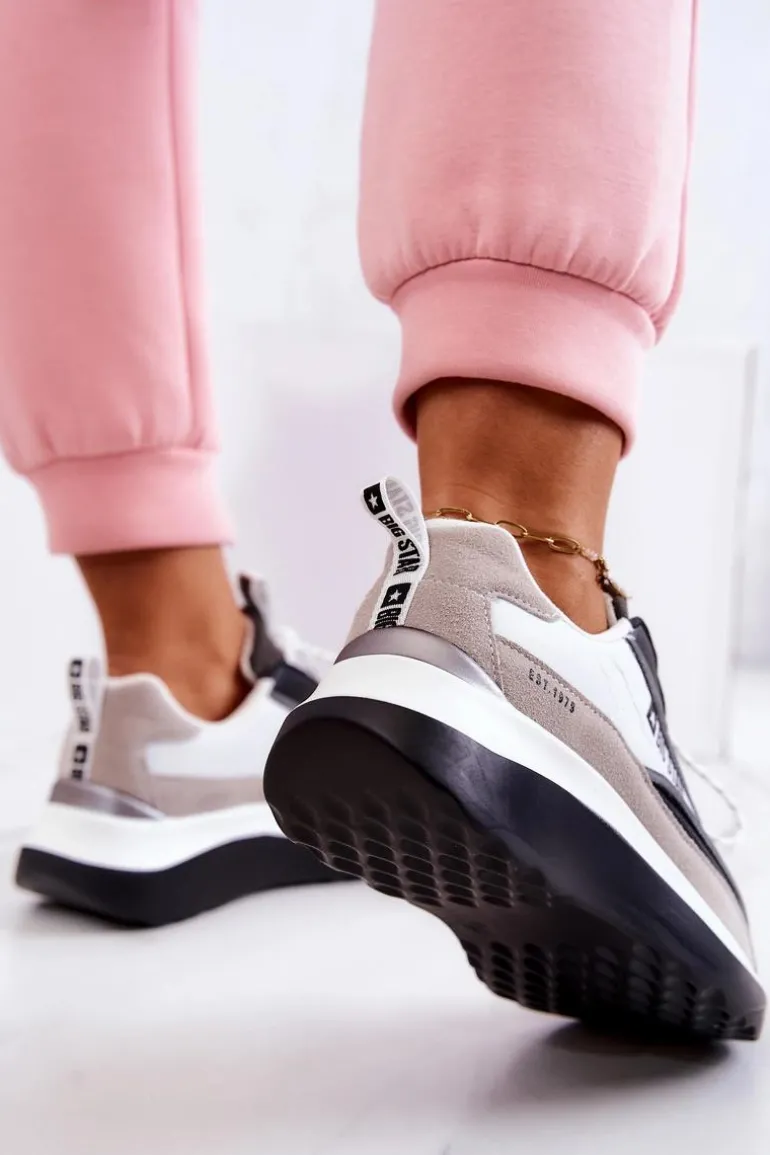 Sportowe Buty Sneakersy Big Star JJ274998 Biało-Czarne