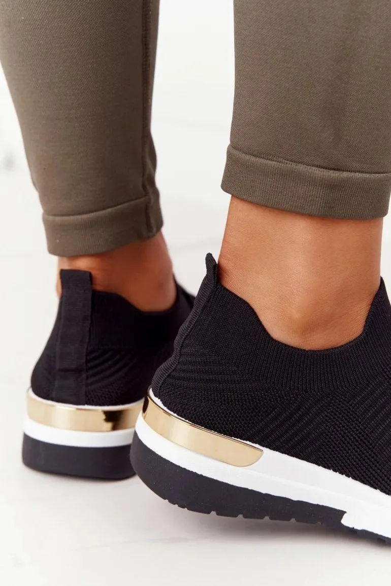 Sportowe Buty Sneakersy Na Koturnie Czarne Adeyla