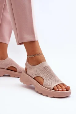 Sportowe Sandały Damskie Na Grubej Podeszwie Różowe Deinaleia