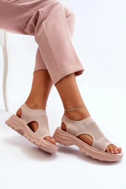 Sportowe Sandały Damskie Na Grubej Podeszwie Różowe Deinaleia