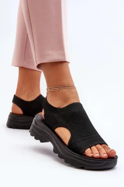 Sportowe Sandały Damskie Na Grubej Podeszwie Czarne Deinaleia