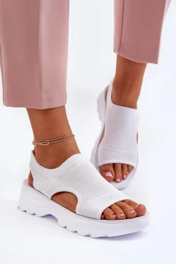 Sportowe Sandały Damskie Na Grubej Podeszwie Białe Deinaleia