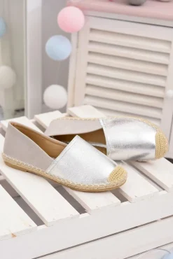 Srebrne Damskie Wsuwane Espadryle Paoli