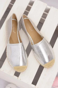 Srebrne Damskie Wsuwane Espadryle Paoli