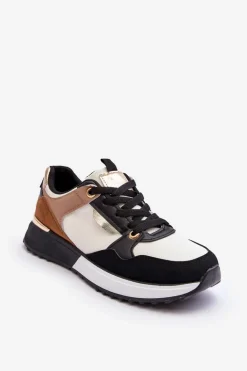 Stylowe buty sportowe damskie Beżowo-Czarne Katenia