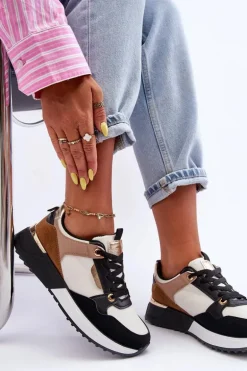 Stylowe buty sportowe damskie Beżowo-Czarne Katenia
