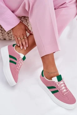 Stylowe Sneakersy Damskie Na Platformie Różowe Silavia