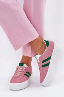 Stylowe Sneakersy Damskie Na Platformie Różowe Silavia