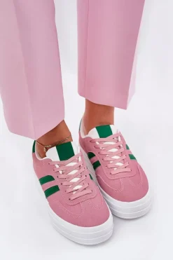 Stylowe Sneakersy Damskie Na Platformie Różowe Silavia