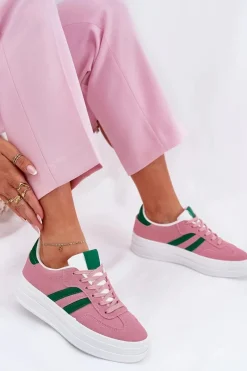 Stylowe Sneakersy Damskie Na Platformie Różowe Silavia