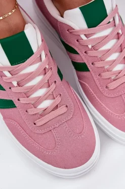 Stylowe Sneakersy Damskie Na Platformie Różowe Silavia