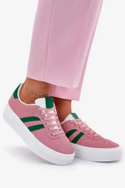Stylowe Sneakersy Damskie Na Platformie Różowe Silavia