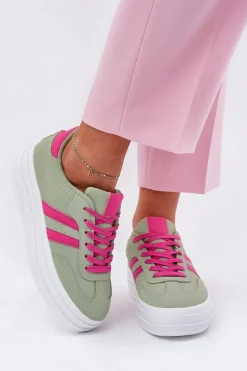 Stylowe Sneakersy Damskie Na Platformie Zielone Silavia