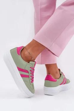 Stylowe Sneakersy Damskie Na Platformie Zielone Silavia