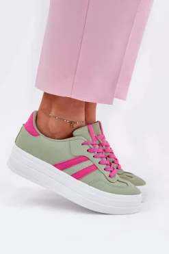 Stylowe Sneakersy Damskie Na Platformie Zielone Silavia