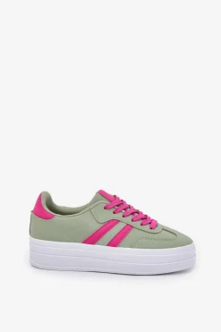 Stylowe Sneakersy Damskie Na Platformie Zielone Silavia