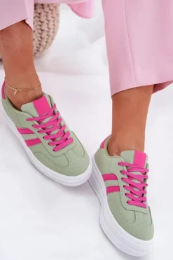 Stylowe Sneakersy Damskie Na Platformie Zielone Silavia