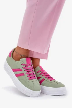 Stylowe Sneakersy Damskie Na Platformie Zielone Silavia