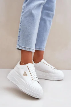 Stylowe Sneakersy Na Masywnej Platformie Białe Vallexia