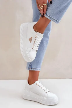 Stylowe Sneakersy Na Masywnej Platformie Białe Vallexia