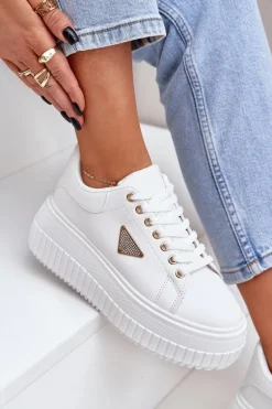 Stylowe Sneakersy Na Masywnej Platformie Białe Vallexia