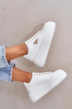 Stylowe Sneakersy Na Masywnej Platformie Białe Vallexia