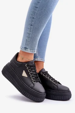Stylowe Sneakersy Na Masywnej Platformie Czarne Vallexia