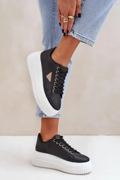 Stylowe Sneakersy Na Masywnej Platformie Czarno-Białe Vallexia