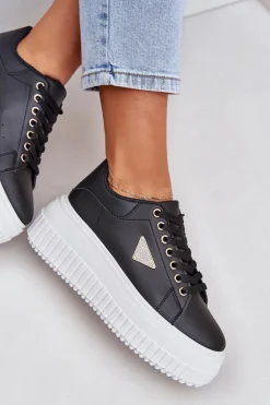Stylowe Sneakersy Na Masywnej Platformie Czarno-Białe Vallexia