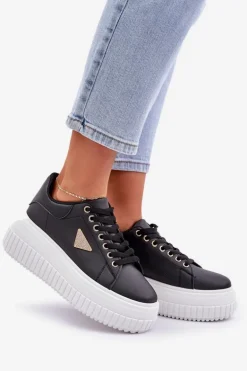 Stylowe Sneakersy Na Masywnej Platformie Czarno-Białe Vallexia