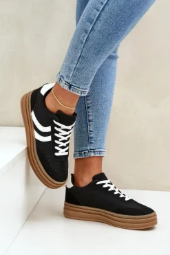 Stylowe Sneakersy Na Platformie Czarne Doriwa