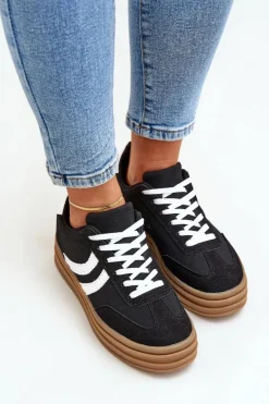 Stylowe Sneakersy Na Platformie Czarne Doriwa